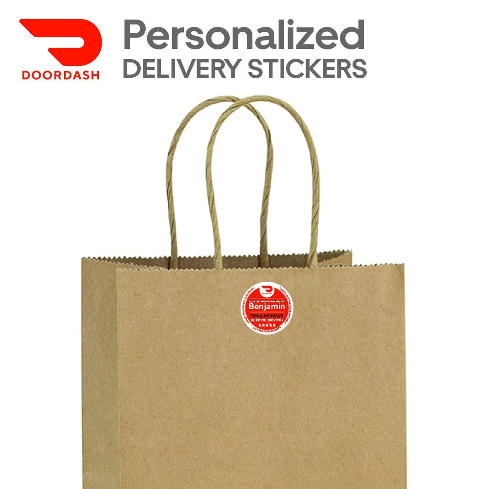 Personalized! DoorDash 2"x2" "Tips & Reviews Keep Me Driving" Delivery Bag Stickers | 20 Stickers Per Sheet- Food Delivery