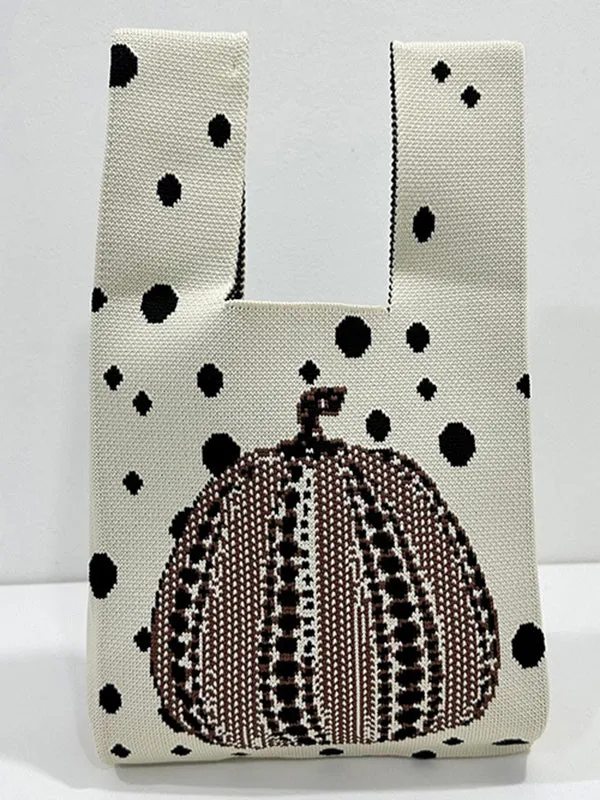 Polka-Dot Split-Joint Woven Bags Handbags