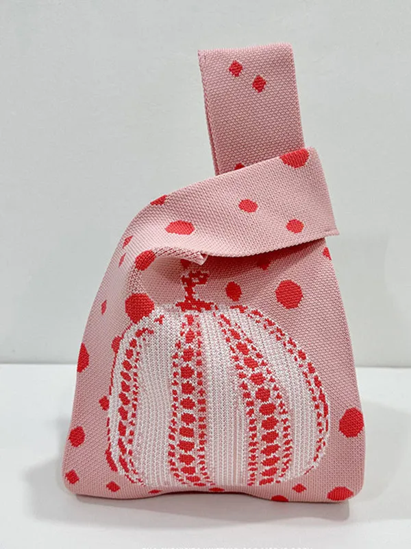 Polka-Dot Split-Joint Woven Bags Handbags