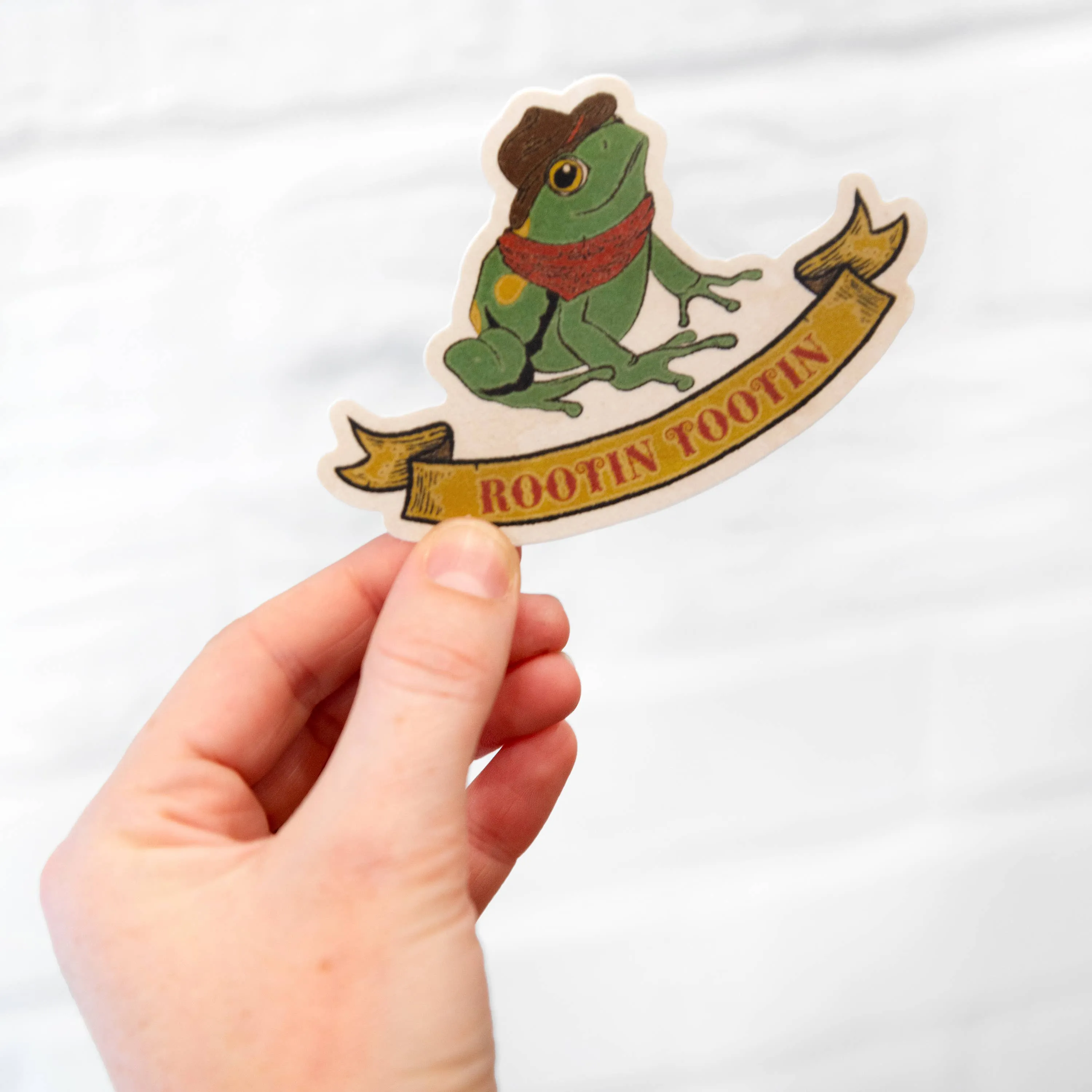 ROOTIN TOOTIN FROG STICKER