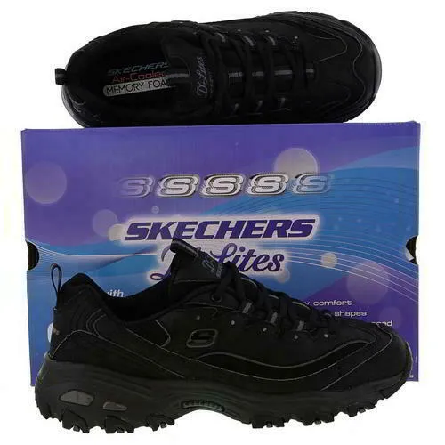 Skechers D Lites Womens Ladies Black Chunky Platform Trainers Shoes UK Sizes 4-8