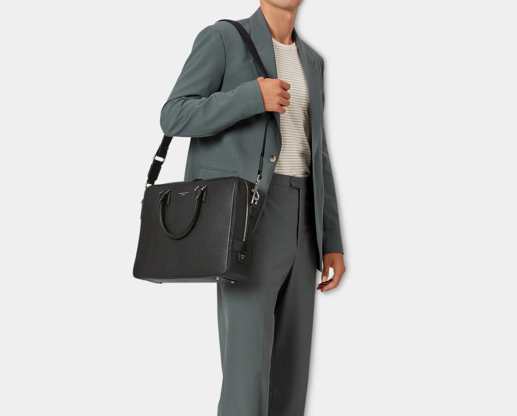 Small Mount Street Laptop Bag - Black Pebble