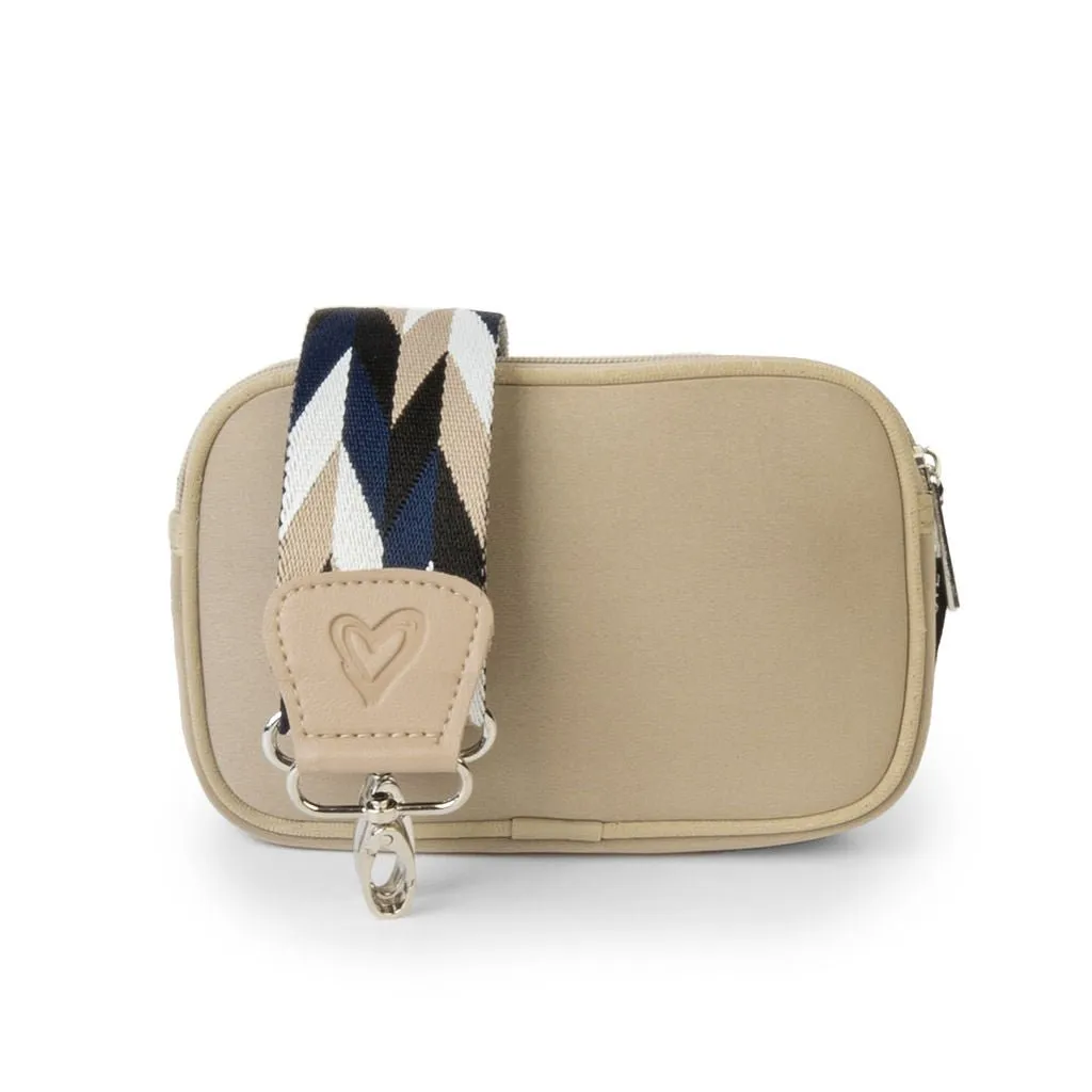 Tan Dual Zipper Belt/Crossbody Bag