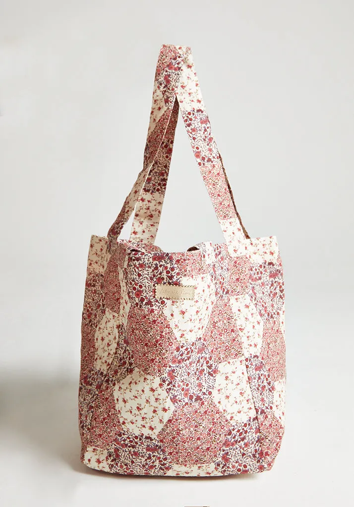 Tara Aster Patchwork Print Tote Bag In Pink