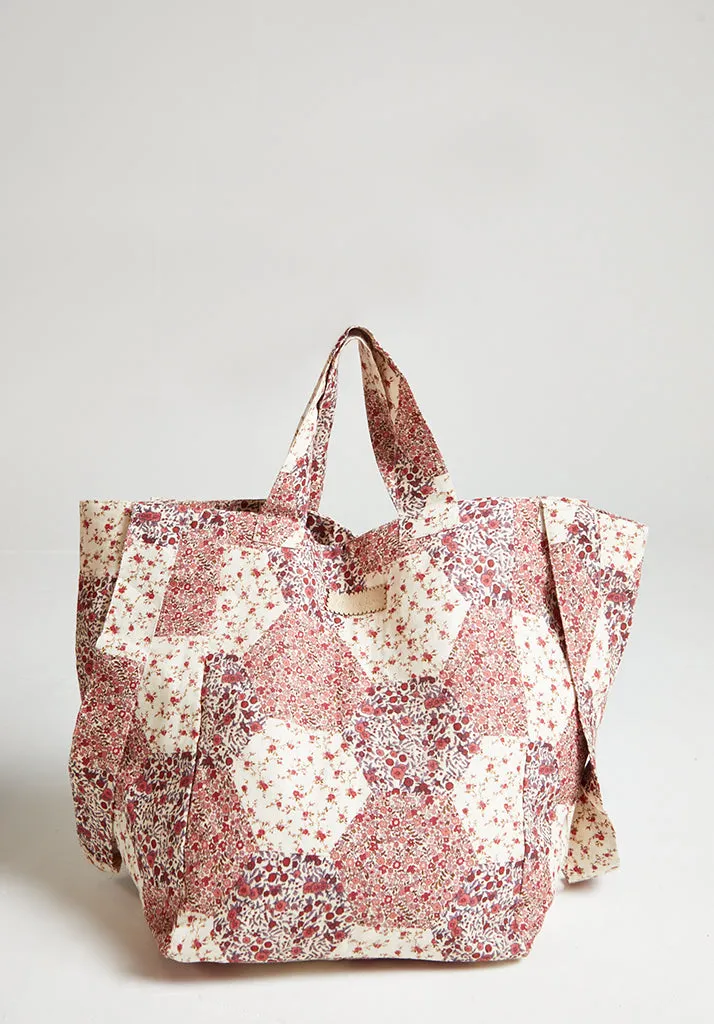 Tara Aster Patchwork Print Tote Bag In Pink