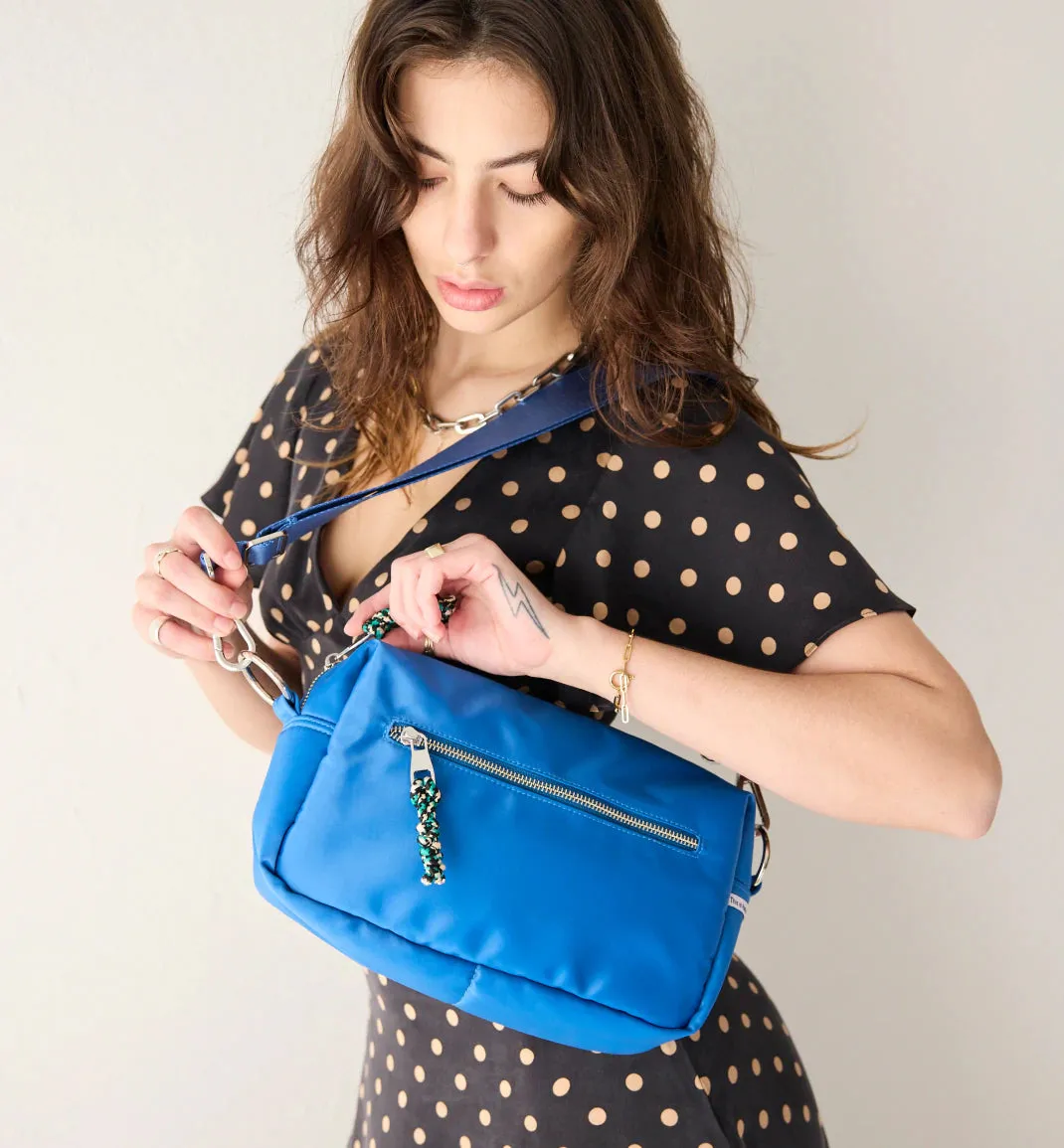 True North Nylon Clutch | Retro Blue Sporty Satin